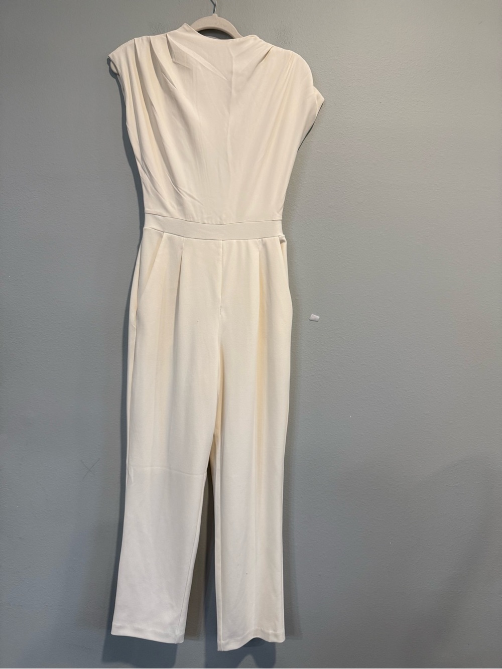 Express Mock Neck Cap Sleeve Draped Jumpsuit Timeless Workwear XS
